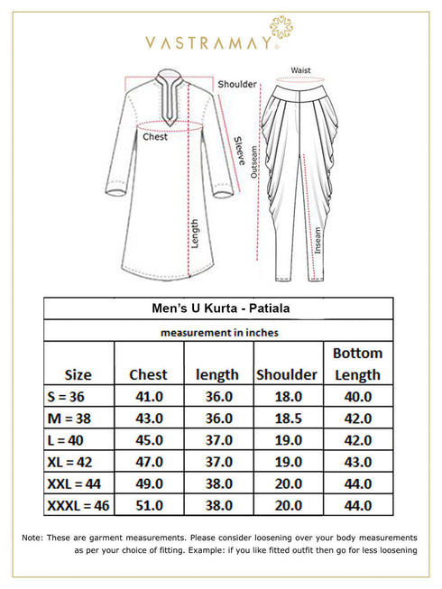 Men's Maroon Mirror Kurta With Patiala Set